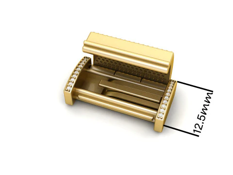 12.5 mm 長方形ロックボックス プレーンとダイヤモンドの組み合わせ 3Dプリントモデル