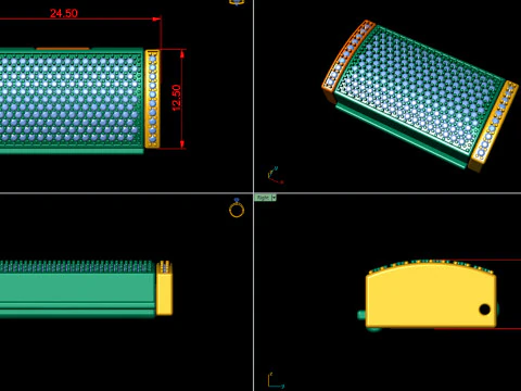 12.5 mm 長方形ロックボックス プレーンとダイヤモンドの組み合わせ 3Dプリントモデル