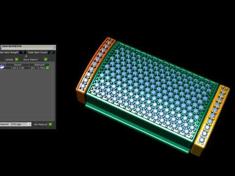 12.5 mm 長方形ロックボックス プレーンとダイヤモンドの組み合わせ 3Dプリントモデル