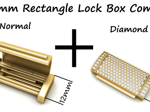 12mm Rectangular Lock Box Combo of Plain and Diamond 3D-printmodel