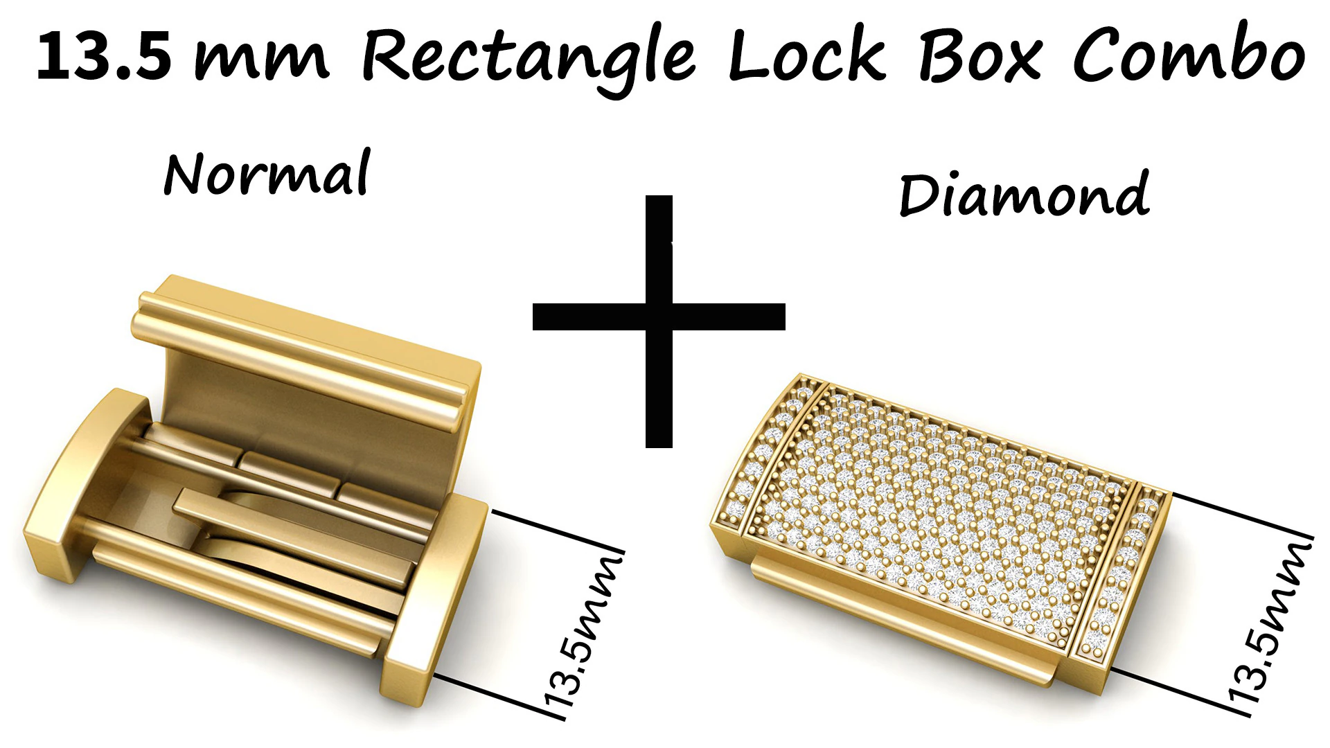 13 and half mm Rectangular Lock Box Combo of Plain and Diamond 3D Print Model .c4d .max .obj .3ds .fbx .stl .blend 