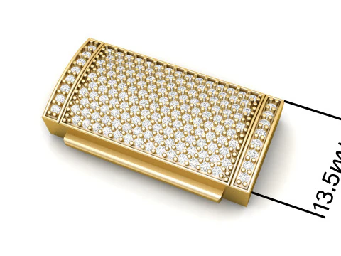 13 and half mm Rectangular Lock Box Combo of Plain and Diamond 3D Print Model