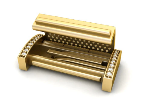13 and half mm Rectangular Lock Box Combo of Plain and Diamond 3D Print Model