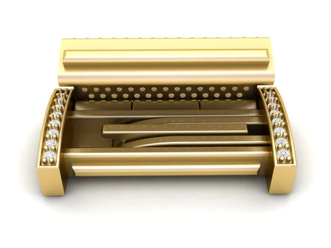 13 and half mm Rectangular Lock Box Combo of Plain and Diamond 3D Print Model