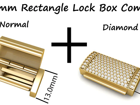 Combinação de caixa de bloqueio retangular de 13 mm de liso e diamante Modelo de Impressão 3D