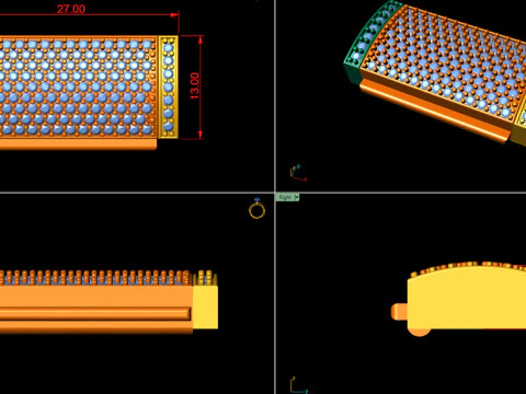 13mm 長方形ロックボックス プレーンとダイヤモンドの組み合わせ 3Dプリントモデル
