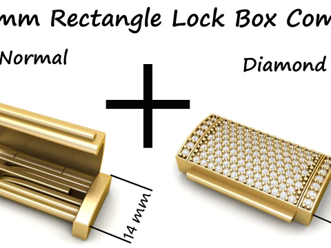 Combinação de caixa de fechadura retangular de 14 mm lisa e diamante Modelo de Impressão 3D