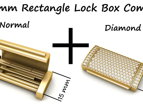Combinação de caixa de bloqueio retangular de 15 mm de liso e diamante Modelo de Impressão 3D