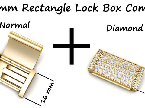 16mm Rectangular Lock Box Combo of Plain and Diamond 3D-printmodel