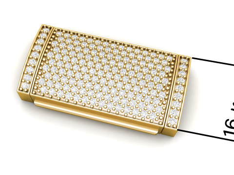 16mm Rectangular Lock Box Combo of Plain and Diamond 3Dプリントモデル
