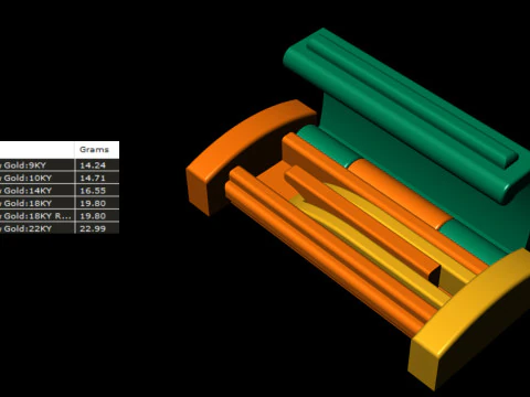 首饰配件 纯金 5 种尺寸组合 3D 打印模型