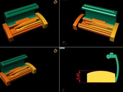 首饰配件 纯金 5 种尺寸组合 3D 打印模型