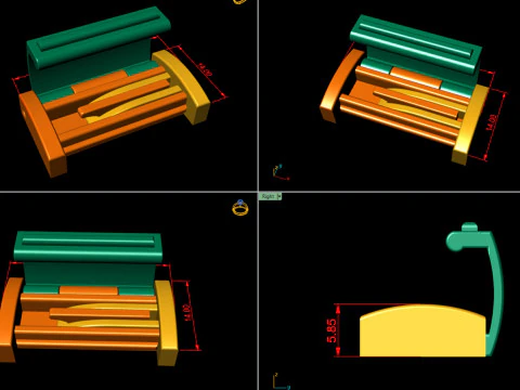 首饰配件 纯金 5 种尺寸组合 3D 打印模型