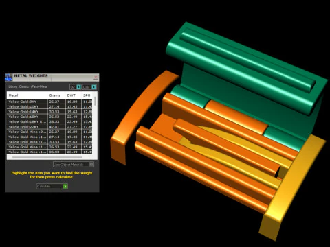 首饰配件 纯金 5 种尺寸组合 3D 打印模型