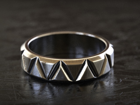 Mens Faceted Triangle Band Ring Model do druku 3D