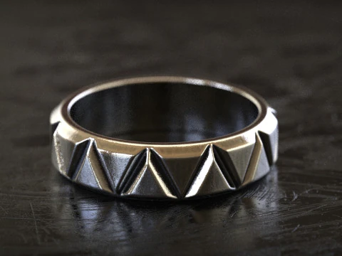 メンズファセットトライアングルバンドリング 3Dプリントモデル