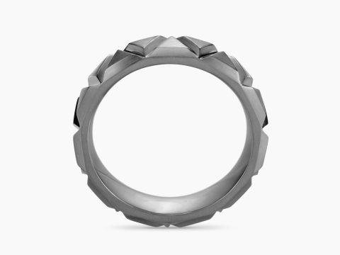 Mens Faceted Triangle Band Ring Modèles 3D en vedette