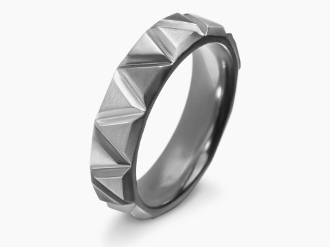 Mens Faceted Triangle Band Ring Modèles 3D en vedette
