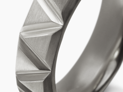 Mens Faceted Triangle Band Ring Modèles 3D en vedette