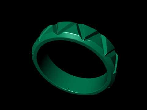 Mens Faceted Triangle Band Ring Modèles 3D en vedette