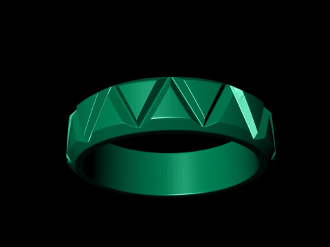 Mens Faceted Triangle Band Ring Modèles 3D en vedette