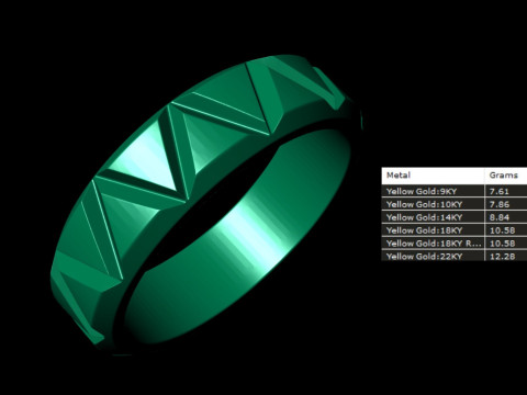 Mens Faceted Triangle Band Ring Modèles 3D en vedette