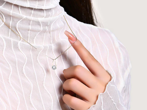 Half carat Women Classic Fashion Solitaire Pendant 3D Print Model