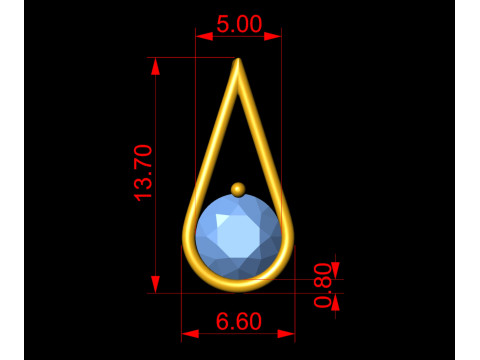 Half carat Women Classic Fashion Solitaire Pendant 3Dプリントモデル