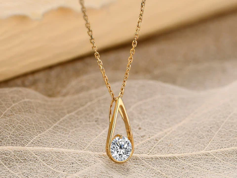 Liontin Solitaire Fashion Klasik Wanita 1 karat Model Cetak 3D