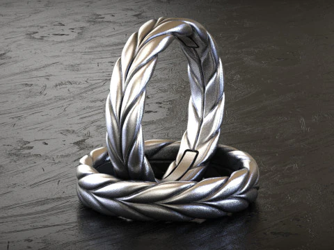 メンズ シェブロン ウーブン バンド リング 3Dプリントモデル