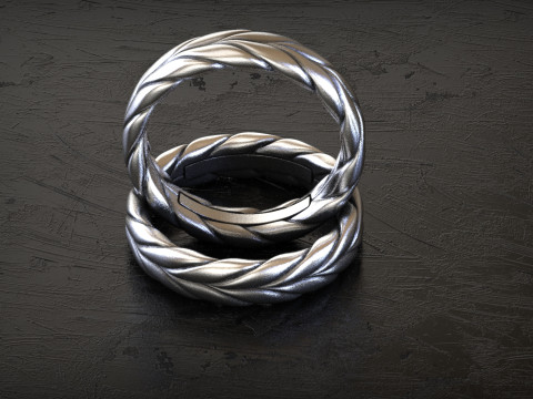 Gents Chevron Woven Band Ring Modèles 3D en vedette