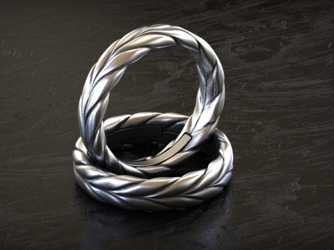 Gents Chevron Woven Band Ring Modèles 3D en vedette