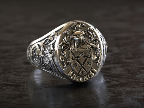 Mens Knight Signet 2 Ring 3D print model 3D-printmodel