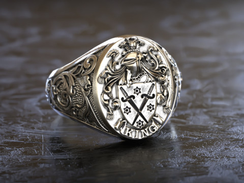 Mens Knight Signet 2 Ring 3D print model 3D 프린트 모델