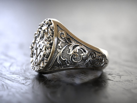 Mens Knight Signet 2 Ring 3D print model 3D 프린트 모델