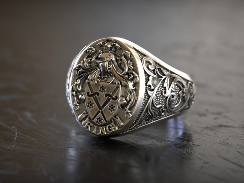 Mens Knight Signet 2 Ring 3D print model 3D 프린트 모델