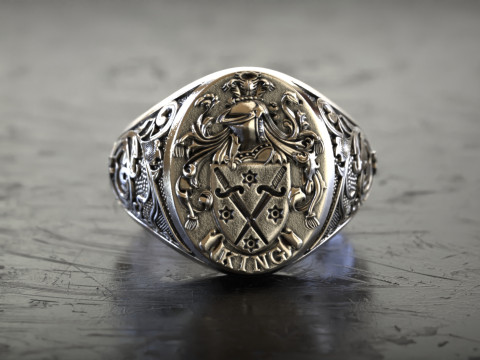 Mens Knight Signet 2 Ring 3D print model 3D 프린트 모델