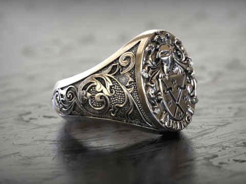 Mens Knight Signet 2 Ring 3D print model 3D 프린트 모델