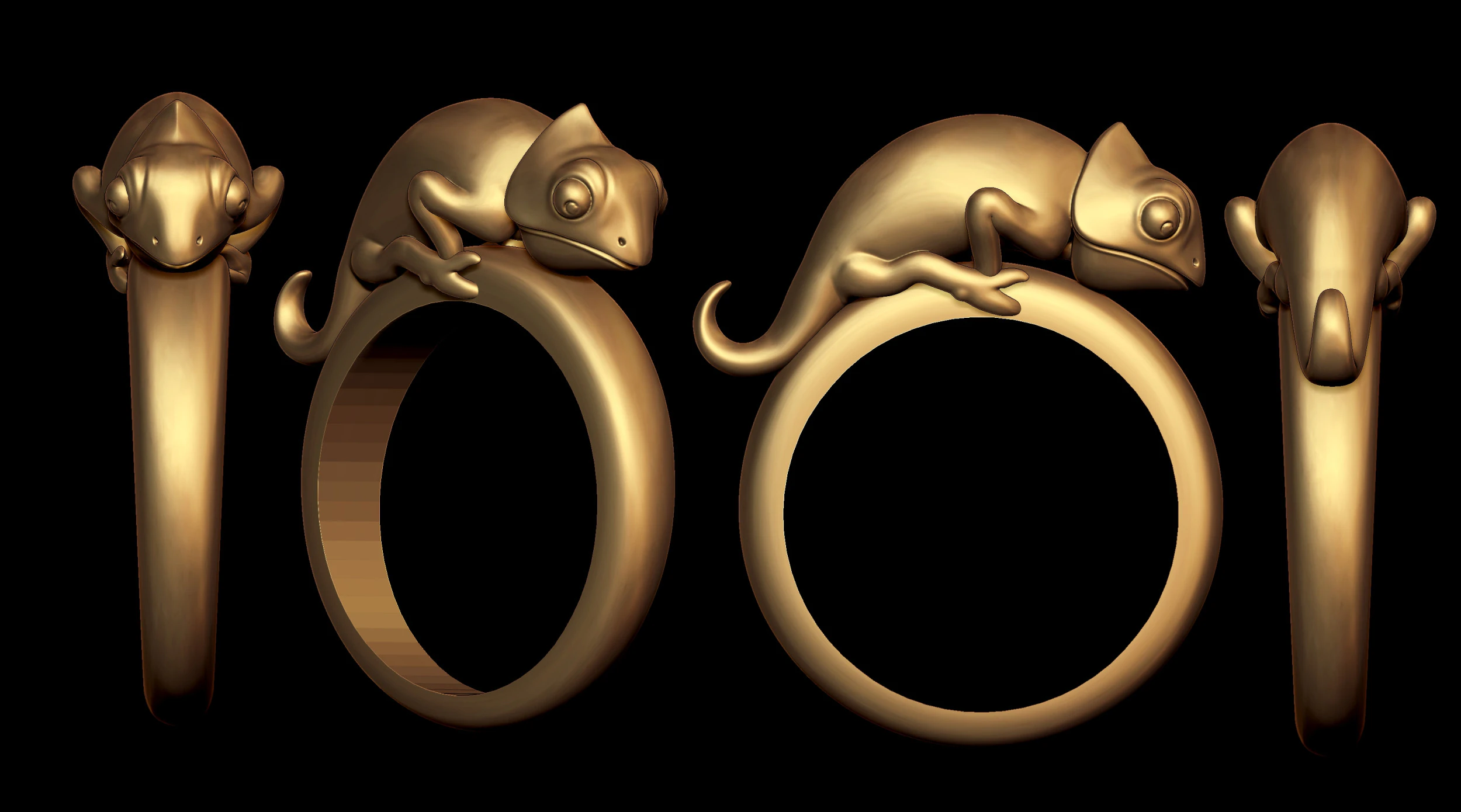 Chameleon Gold Ring 3D Print Model .c4d .max .obj .3ds .fbx .stl .blend 