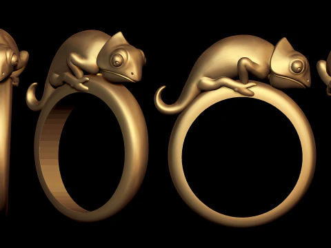 カメレオン ゴールド リング 3Dプリントモデル