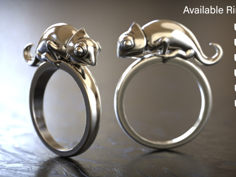 Sterling Silver Signet Chameleon Ring in 5 size 3D-printmodel