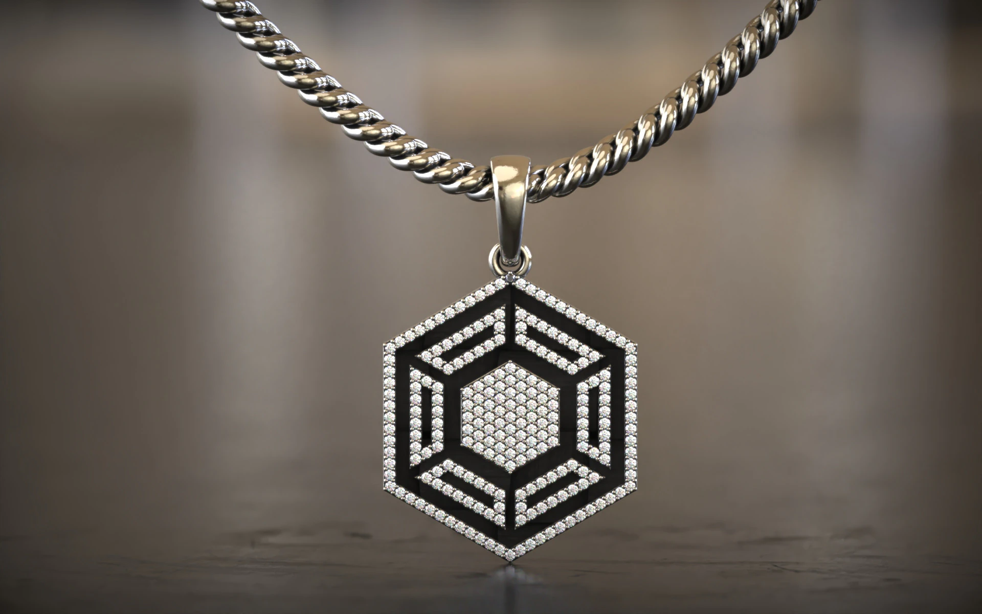 HexaLuxe - Celestial Prism Diamond Pendant 3D Print Model .c4d .max .obj .3ds .fbx .stl .blend 