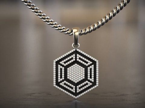 HexaLuxe - Celestial Prism Diamond Pendant Modelo de impresión 3D