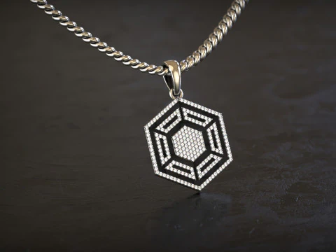 HexaLuxe - Celestial Prism Diamond Pendant 3D Print Model