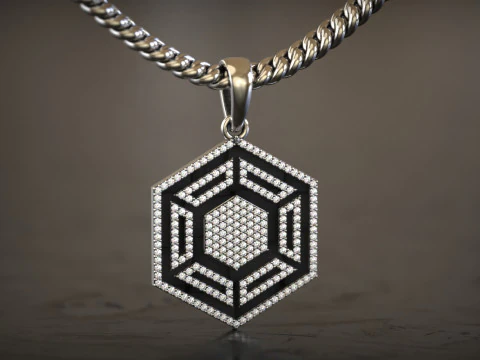 HexaLuxe - Celestial Prism Diamond Pendant 3D Print Model