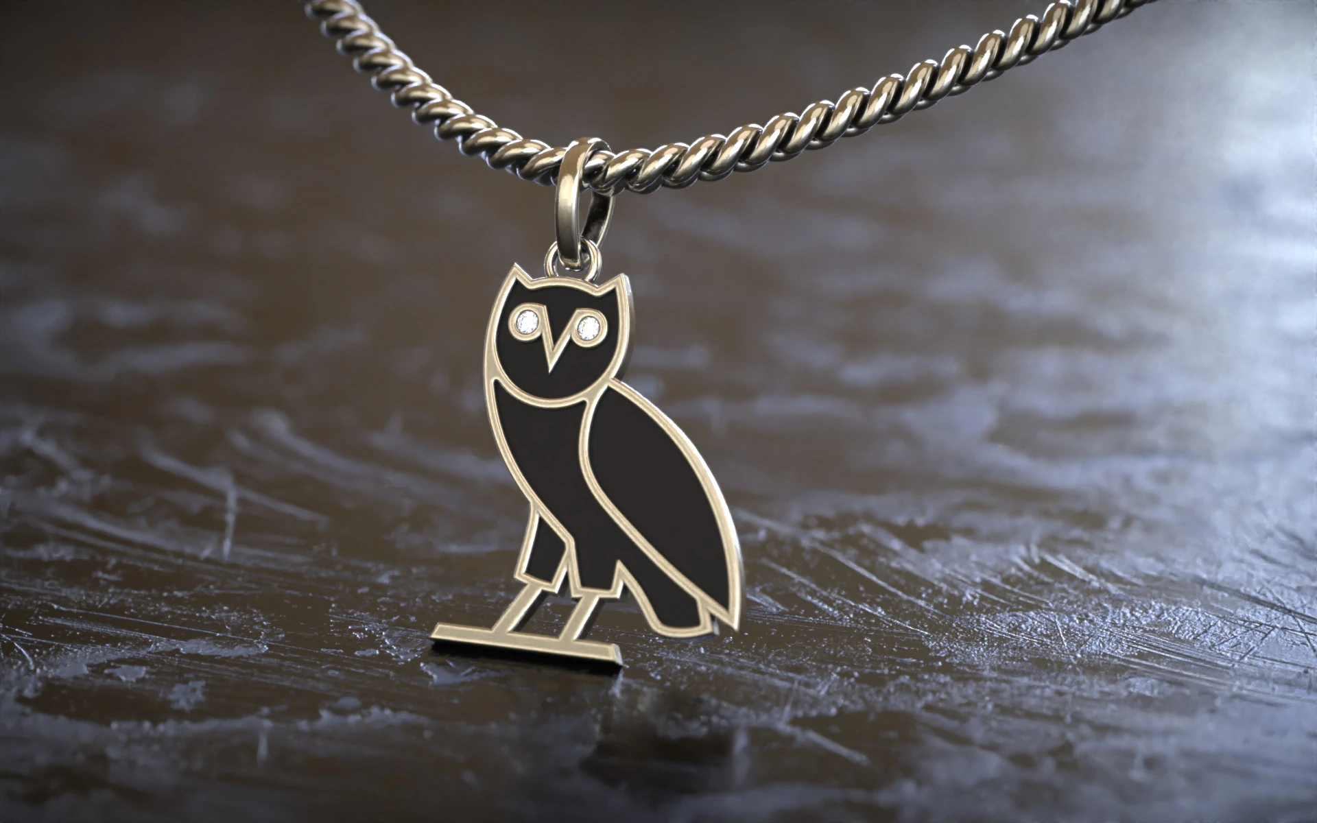 OVO OG Owl Diamond Pendant 3D Print Model .c4d .max .obj .3ds .fbx .stl .blend 