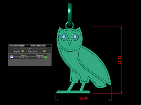 OVO OG Owl Diamond Pendant 3D 打印模型