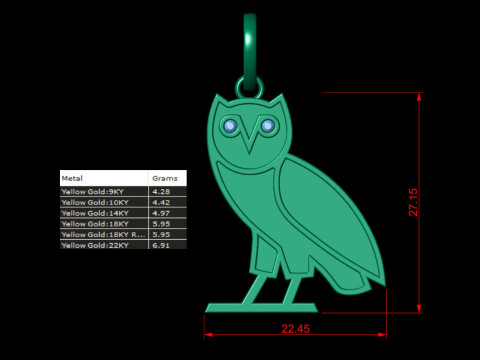 OVO OG Owl Diamond Pendant 3D 打印模型
