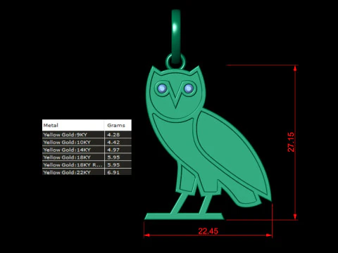 OVO OG Owl Diamond Pendant 3D Print Model
