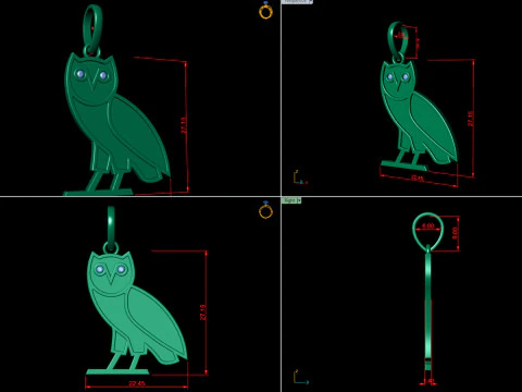 OVO OG Owl Diamond Pendant 3D Print Model